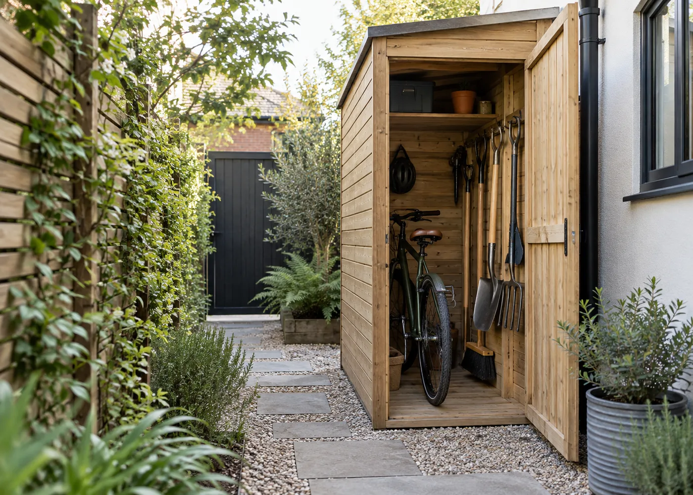 Store Tools and Bicycles in a Small Garden